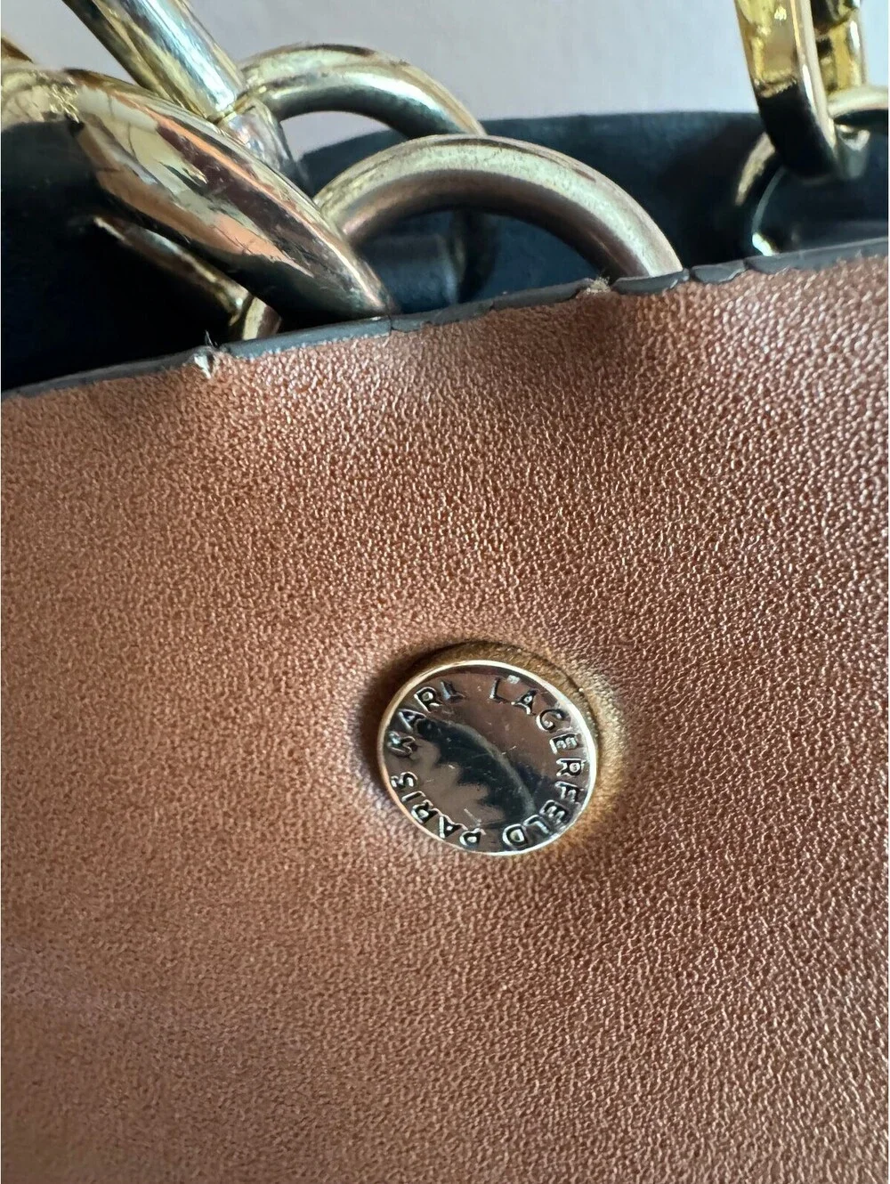 Karl Lagerfeld Paris Brown Adele Tote Bag with Tapestry Removable Strap